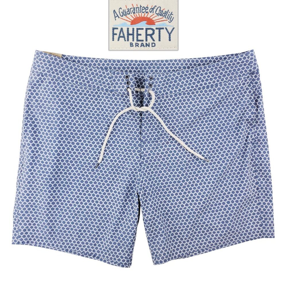Faherty Classic Board Shorts Swim Trunks Fish Scale Men's "40" Real 42 Waist NWT